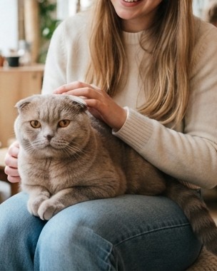 店内で猫と過ごすお客様